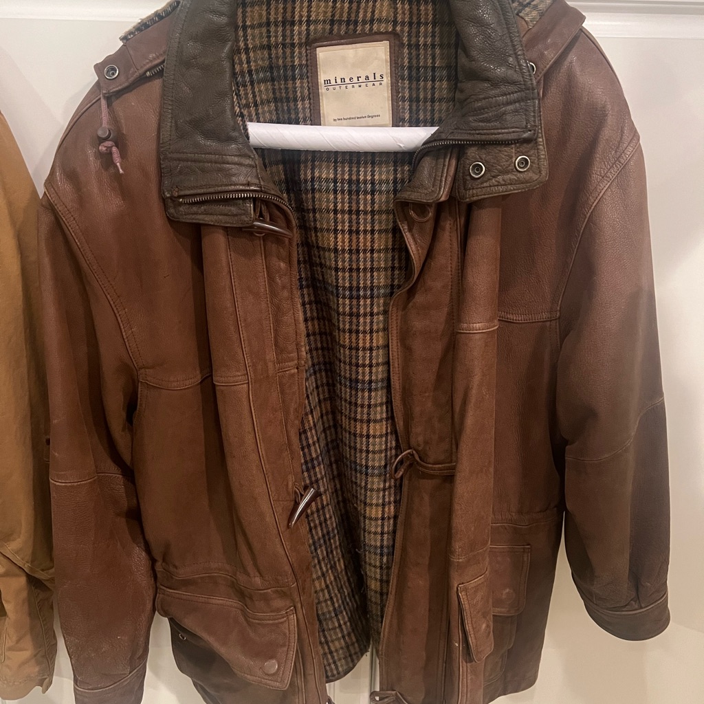 Vtg 90s 212 Degrees Minerals Outerwear Leather Jacket With Plaid Lining Xl